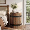 thumbnail image 4 of Tribesigns Barrel Side Table with Hidden Storage, 19.68" Round Rustic End Table with Removable Lid, Bedside Nightstand for Living Room (2PCS, Brown), 4 of 8