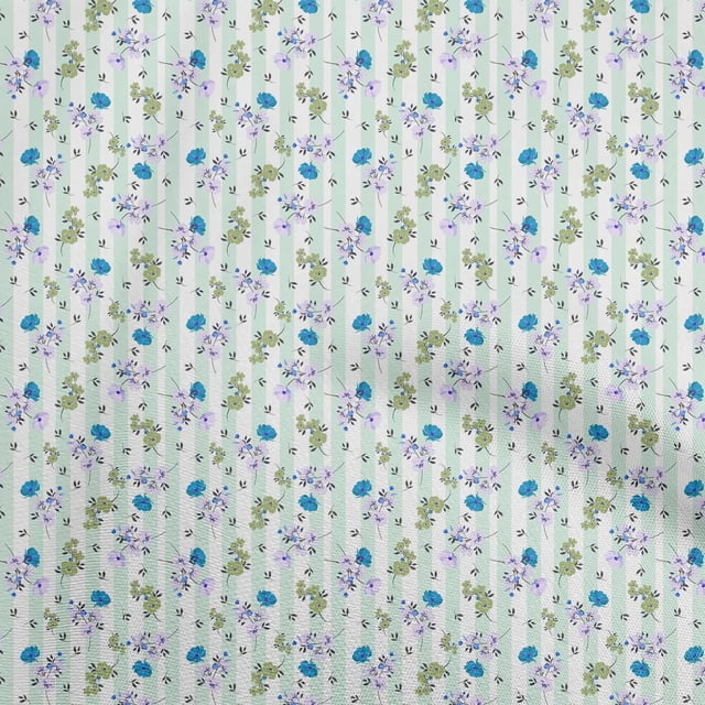 oneOone Viscose Chiffon Light Mint Green Fabric Floral Sewing Material Print Fabric By The Yard 42 Inch Wide