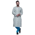 thumbnail image 4 of Atasi Kurta Pyjama de Designer pour Hommes Imprimé Style Angrakha Vêtements d'Été Décontractés, 4 of 5