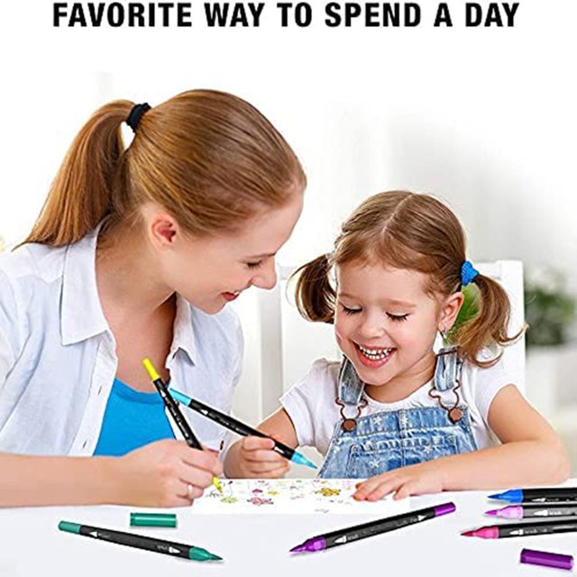 Colouring Pens 24 Colours Dual Brush Pens Felt Tip Pens Art Markers Drawing, Painting, Calligraphy, Colouring Books