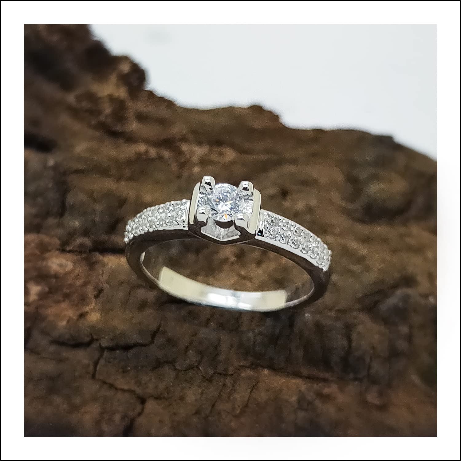 Poshadime Solitaire Engagement Rings - 18K White Gold Over Silver 1 Cttw Simulated Diamond ( VVS1-VVS2 Clarity, White Color), Rings Size-9"