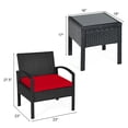 thumbnail image 2 of Patiojoy Ensemble de Patio 3 Pcs Mobilier d'Extérieur en Osier Rotin avec Coussins Rouge, 2 of 6
