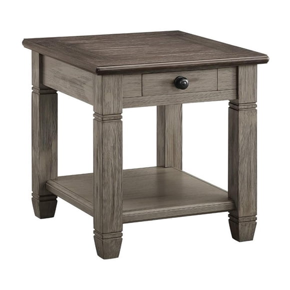 Lexicon Granby Table d'Appoint en Bois à 1 Tiroir, Gris Antique