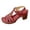 Red, variant on Womens Open Toe Dress Sandals Casual Non Slip Fashion Chunky Platform Block Mid Heel Sandal with Ankle Strap Pink Size 8