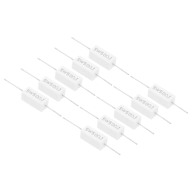 Unique Bargains 50 Ohm Resistors, 10Pcs 5W Ceramic Cement Resistor Power Cement Resistor Kit Tolerance 5% for Power Adapters Audio
