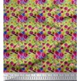 thumbnail image 1 of Soimoi Green Rayon Fabric Leaves & Ranunculus Floral Fabric Prints By Yard 56 Inch Wide, 1 of 3