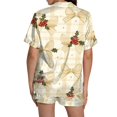 thumbnail image 4 of Pyjama pour Femmes en Satin Imprimé Graphique, Mignon, Tenue de Nuit, Boutons, Hauts à Manches Courtes, Ensembles de Shorts, 4 of 5