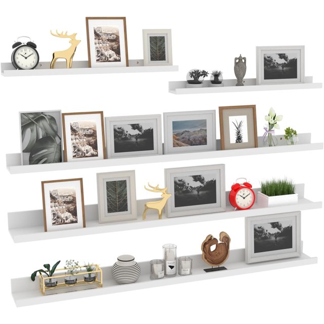 Wall Mounted Floating Shelves Set of Rustic Wood Wall Shelves for Bathroom Bedroom Kitchen Living Room Storage and Decoration Picture Ledge