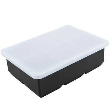 Zootealy 6 Grids Ice Cube Trays Release Square Shaped Ice Trays with Spill-Resistant Removable Lid Stackable Silicone Ice Cube Molds for Home DIY Chilled Drinks