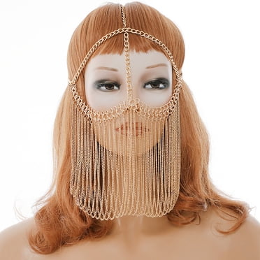 Bangcool Party Face Mask Fashion Head Face Chain Mask Costume Headwear Masquerade Mask