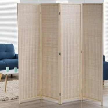 NiamVelo Cloison de Pièce à 4 Panneaux, Paravent Pliant, Cloison Autoportante pour Intimité, Grand Séparateur de Pièce, Naturel
