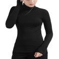 thumbnail image 1 of Hauts de Base Chauds en Modal pour Femmes Coupe Ajustée Col Roulé Simulé Manches Longues Couches de Base Chandails Thermiques, 1 of 5