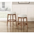 thumbnail image 4 of Lexicon Lily Boucle Fabric Swivel Counter Height Chair in White, 4 of 9