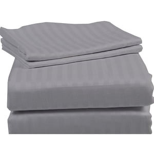MÃ¥lÃ¸v Linen Bedding Series Sleeper Sofa Bed Sheet Set (Stripe) Egyptian Cotton 500 Thread Count Silver Grey (Full Size 54"x72"x 8")
