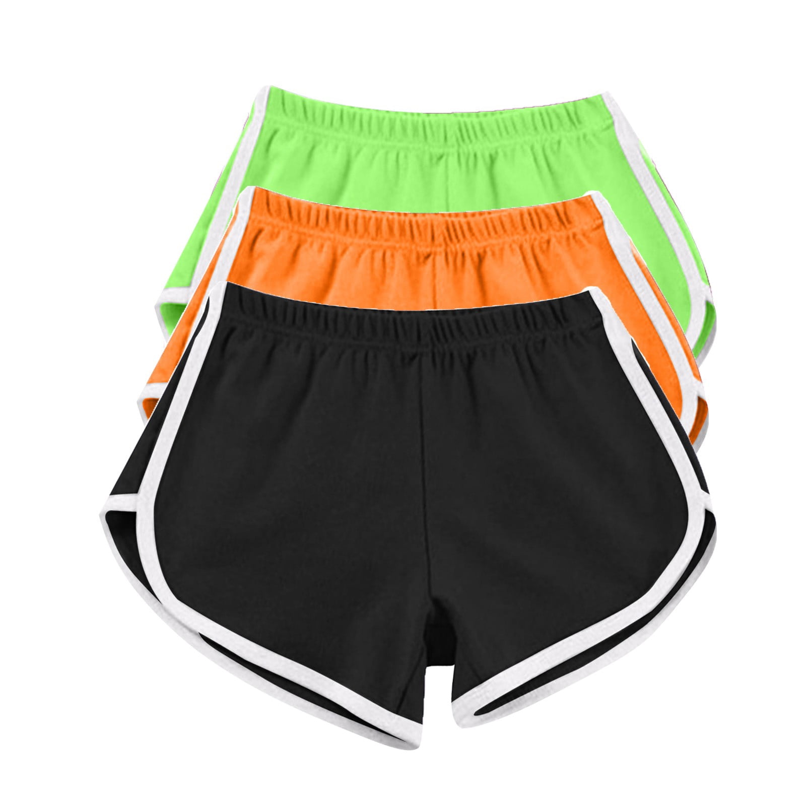Timegard 3pc Womens Yoga Short Elastic Waisted Summer Athletic Running Active Sports Shorts Sweatshorts