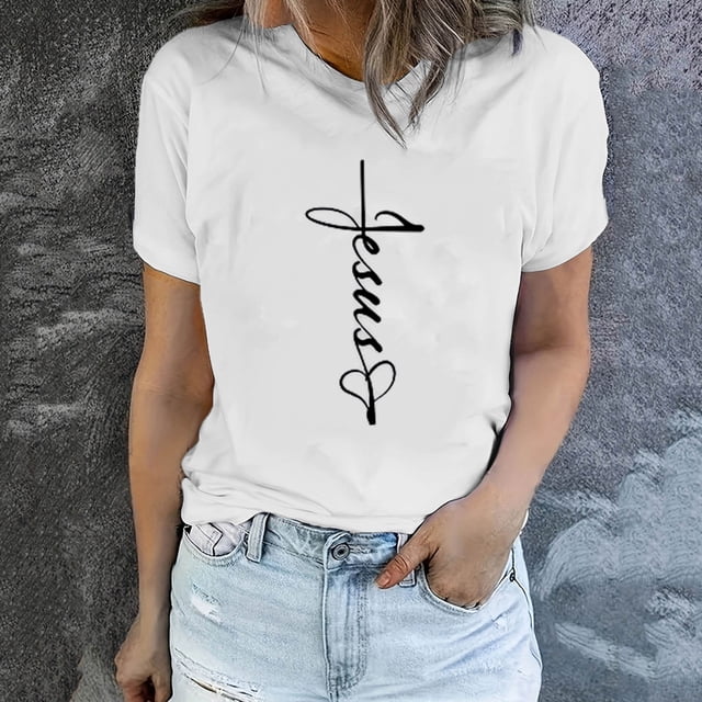 Daisyyozoid Chemise de Pâques pour Femmes 2024 Mode Printemps et Été Motif Imprimé Col Rond Manches Courtes