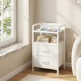 thumbnail image 4 of End Table with 2 Drawers & Open Shelf, Metal Frame Nightstand, Black/Brown/White, 4 of 6