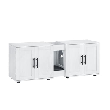 AKDSteel Cat Litter Box Enclosure with Double Cage Double Litter Box Enclosure Hidden Litter Box Enclosures Furniture Wooden Cat Washroom Furniture with Barn Door Fit Most of Litter Box