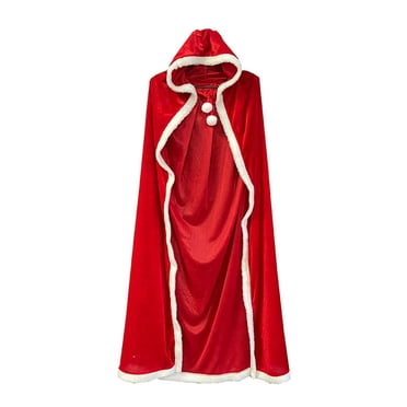 GDREDA Robe de Noël pour Filles avec Cape Châle et Chapeau Rouge en Velours Rouge,150