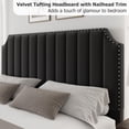 thumbnail image 4 of PIONEERWORKS Queen Size Bed Frame with 50.2“ Headboard Platform, Velvet Upholstered Bed Frame with Vertical Channel Tufted Headboard & Footboard, Black, 4 of 9
