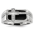 thumbnail image 1 of Sterling Silver Rhodium Plated Diamond Black Onyx Cross Men's Ring Size 11, 1 of 3