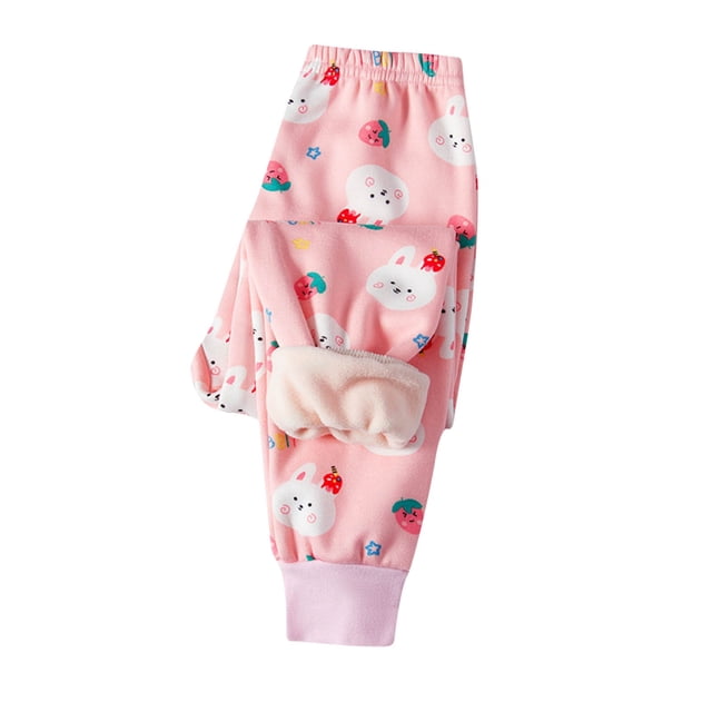 Pantalon de Jogging en Molleton d'Hiver Unisexe pour Garçons et Filles, Doublé Sherpa, Rose