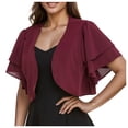thumbnail image 1 of Kcodviy Women Solid Short Sleeve Cardigan Plus Cropped Bolero Open Front Long Length Sweaters for Women Chiffon Cardigan, 1 of 5