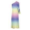 thumbnail image 4 of LOVZFMLL Robe d'Été pour Femme, Aguichant, à une Épaule, Imprimée, Ample, Ourlet Fendu à Moitié, Manches, Violet, m, 4 of 5