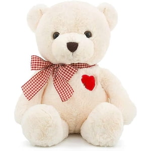 Ours en peluche animal Plushcute Ours peluche jouets cadeaux pour les enfants et les petites amies (blanc, 13.78")