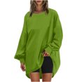 thumbnail image 2 of UVEASISHA Chandails en Molleton Amples pour Femmes à Manches Longues, Col Rond, Pulls Amples Décontractés, Hauts à Épaules Drapées, Chandail en Molleton Doux et Confortable, Tenues d'Automne 2025, Soldes Vêtements Aujourd'hui du Jour, Vert, TG, 2 of 6