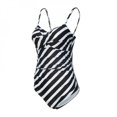 thumbnail image 1 of Maillot de Bain une Pièce pour Femmes Contrôle du Ventre Boyleg Froncé Rayé TG, 1 of 6