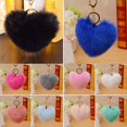 thumbnail image 3 of MesaSe 10cm Cute Faux Fur Ball Pompom Heart Shape Car Phone Keychain Handbag Key Ring, 3 of 8