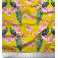 thumbnail image 1 of Soimoi Satin Silk Fabric Floral & Peacock Bird Print Sewing Fabric Yard 42 Inch Wide, 1 of 3