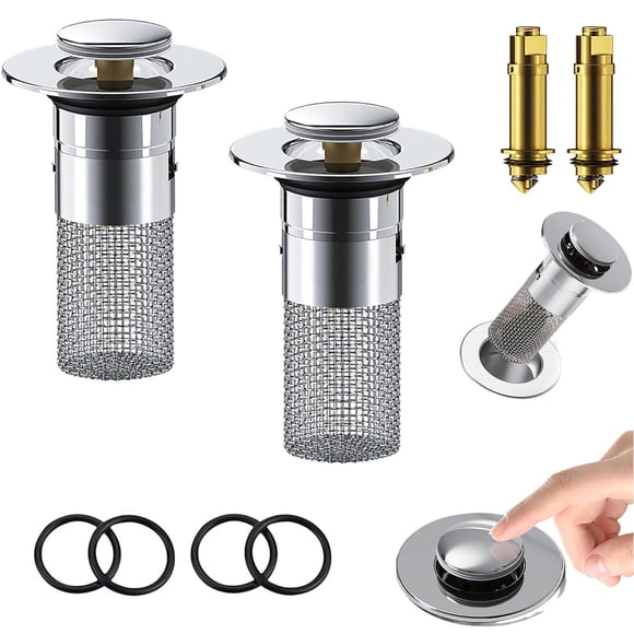 Meitianfacai Hair Catcher Bathroom Sink Bathroom Sink Stopper Strainer With Removable Stainless Steel Filter Basket Hair Catcher-Universal Basin Sink Plug Replac