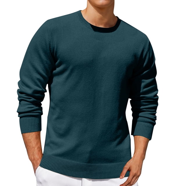 Jalioing Men's Crew Neck Sweaters Casual Basic Long Sleeve Pullover Sweater Fall Winter Solid Color Knit Shirts