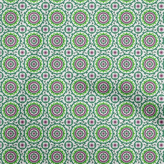 oneOone Rayon Green Fabric Asian Suzani Craft Projects Decor Fabric Printed By The Yard 56 Inch Wide