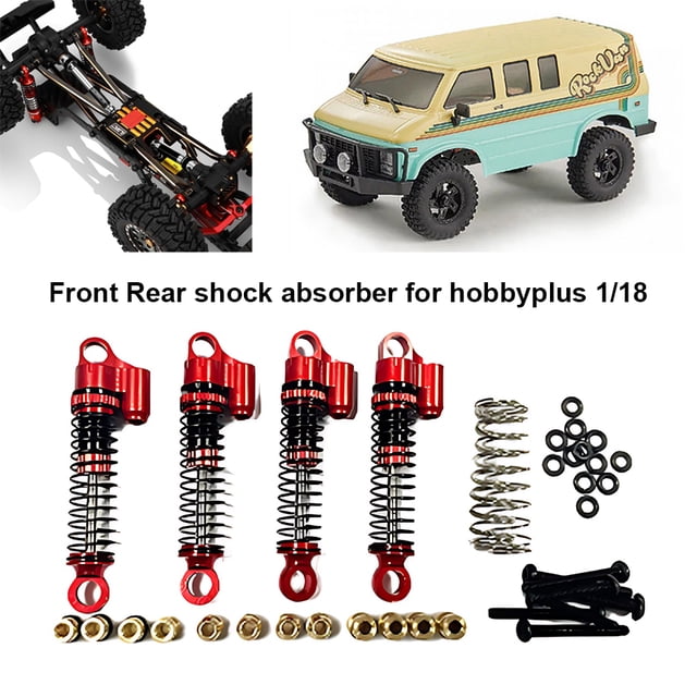 mmirethe 4piece Front Rear Shock Absorber Damper For Hobbyplus 1/18 CR18P Rock Van Oil Filled Style Black 1Set