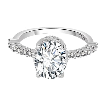 EGNMCR Décoration de Pièce, Décoration de Maison Imitation Diamant Mossanite Luxe Sac Rond Bague de Mariage à Quatre Griffes pour Dames Bague Bague