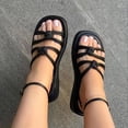 thumbnail image 1 of Mefallenssiah Sandales de Plage pour Femmes à Bout Rond, Confortables, Unies, à Boutons, 1 of 4