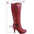 thumbnail image 2 of Bottes Mode Décontractées pour Femmes à Talons, Hauteur Genou, Plateforme, Fermeture Éclair Latérale, Boucle, Robe ( Rouge, 7), 2 of 5