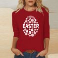 thumbnail image 2 of RKSTN Hauts Grande Taille pour Femmes Oeufs de Pâques Lapin Mignon Imprimé Coupe Ample Hauts Col Rond Manches 3/4 Printemps Été Blouse Douce Hauts, 2 of 4