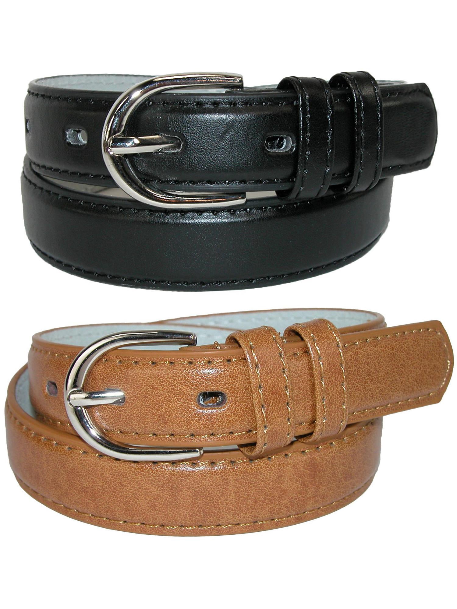 CTM® Ceinture Habillée en Cuir de Base pour Enfant (Lot de 2 Couleurs)