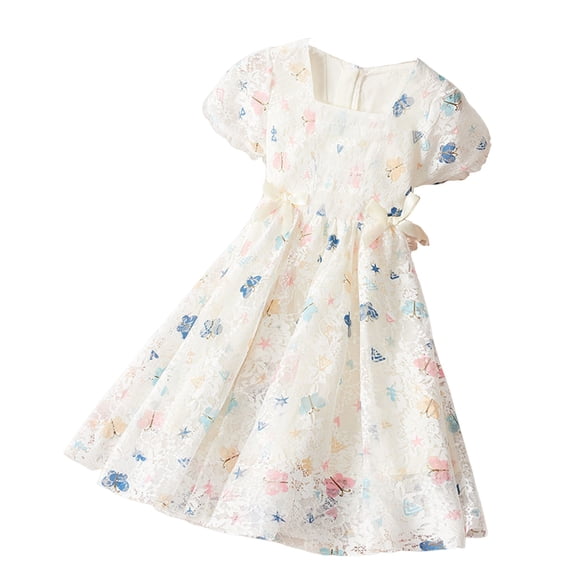 Ketyyh-chn99 Toddler Girl Dresses Summer Dress Baby Girls' Toddler Short Long Sleeve Fashion Skirt Sleeveless Dress White ,5-6 Years