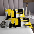 thumbnail image 3 of Erosebridal Abstract Graffiti Stripes Bedspread Set King Size Yellow Black White, 3 of 6
