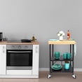 thumbnail image 3 of Origami Folding Kitchen Cart on Wheels | for Chefs Outdoor Coffee Wine and Food, Microwave Cart, Kitchen Island on Wheels, Rolling Cart, Kitchen Appliance & Utility Cart | Black with Wood -RBT-03, 3 of 12