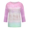 thumbnail image 3 of RKSTN Chandails pour Femmes Manches Longues Mode Hauts à Col Rond Imprimés Teinture sur Nœuds Décontractés Sortie Blouses Amples, 3 of 3