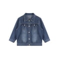 thumbnail image 4 of vastwit Veste Manteau en Denim pour Femme à Manches 3/4, Basique, Boutonnée, Extensible, avec Poches, Bleu Foncé, L, 4 of 8