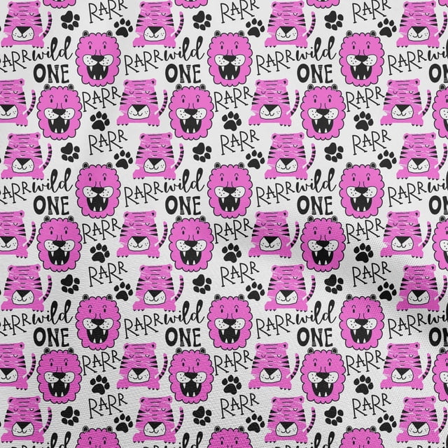 oneOone Velvet Fuschia Pink Fabric Kids Animal Sewing Craft Projects Fabric Prints By Yard 58 Inch Wide