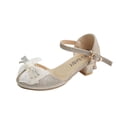 thumbnail image 1 of Girls Heels Princess Shoes Rhinestone Lace Bowknot Sparkling Closed Toe Heels Ankle Strap Pendant Dance Wedding Party Spring Summer Dress Pump Shoes Gold, 1 of 5