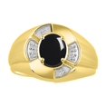 thumbnail image 1 of RYLOS 14K Yellow Gold Ring 8X6MM Oval Gemstone & Diamond Unisex Rings Cabochon Onyx October Birthstone Ring Size 8, 1 of 7